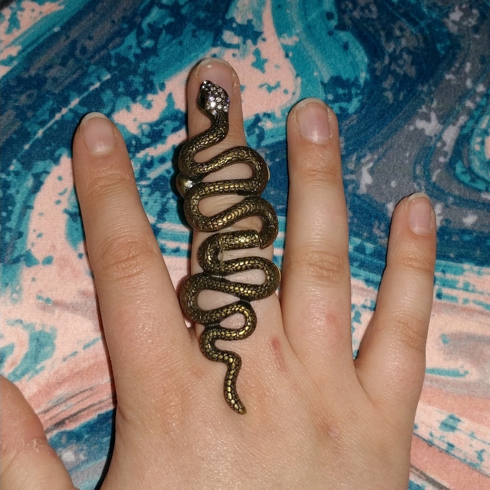Full Finger Bronze Colored Snake Ring